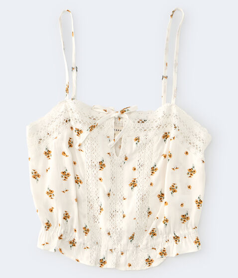 Aéropostale Floral Crocheted Bubble Top - Thrice Divine Finds