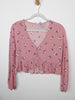 L.A. Hearts Pacsun Cropped Ruffle Hem Pink Floral Long Sleeve - Thrice Divine Finds