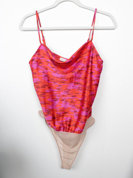 Lush Clothing Hot Pink/Orange Sleeveless Thong Bodysuit - Thrice Divine Finds