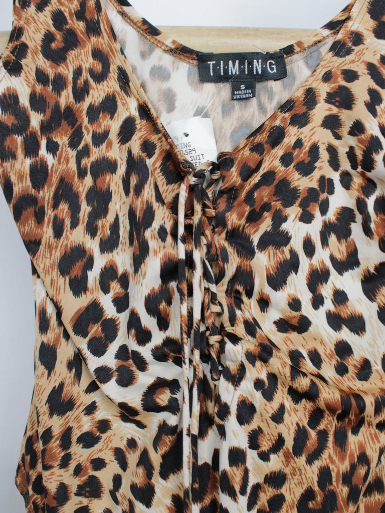 T.I.M.I.N.G Leopard Print Lace-up Sleeveless Bodysuit - Thrice Divine Finds