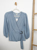 C Established 1946 Blue Blouse with Brown Buckle Detail - Thrice Divine Finds