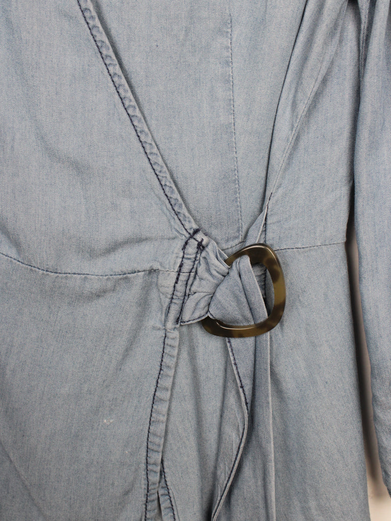 C Established 1946 Blue Blouse with Brown Buckle Detail - Thrice Divine Finds