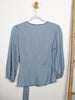 C Established 1946 Blue Blouse with Brown Buckle Detail - Thrice Divine Finds