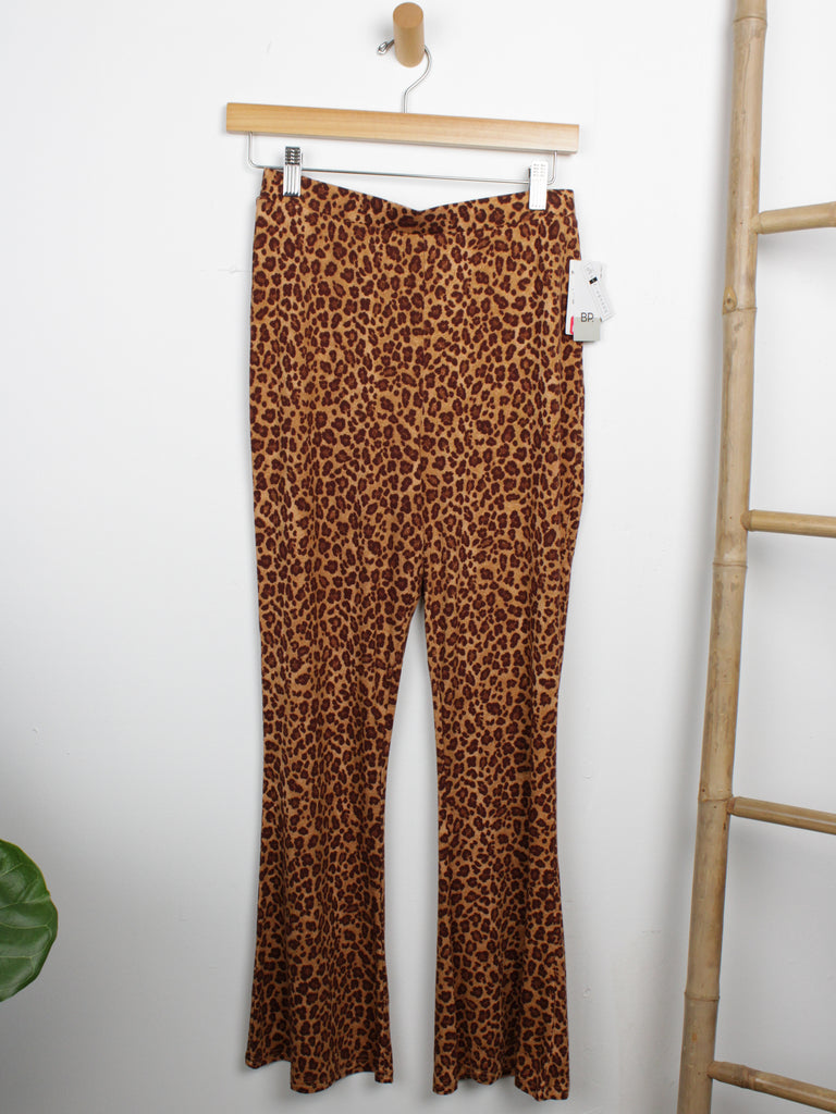 Brass Plum Leopard Print Pull-on Flare Pants In Tan-Brown Panthera - Thrice Divine Finds