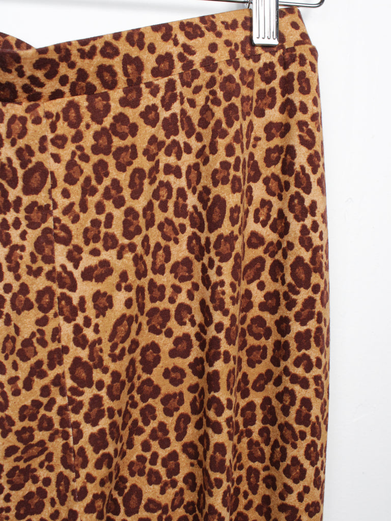 Brass Plum Leopard Print Pull-on Flare Pants In Tan-Brown Panthera - Thrice Divine Finds